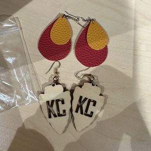 KC Chiefs Kansas City Earrings 2 pair